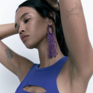 ZA Trend Ins Creative Long Tassel Earrings Female Personality Colorful Rice Beads Fashion Senior Sense Earrings Jewelry